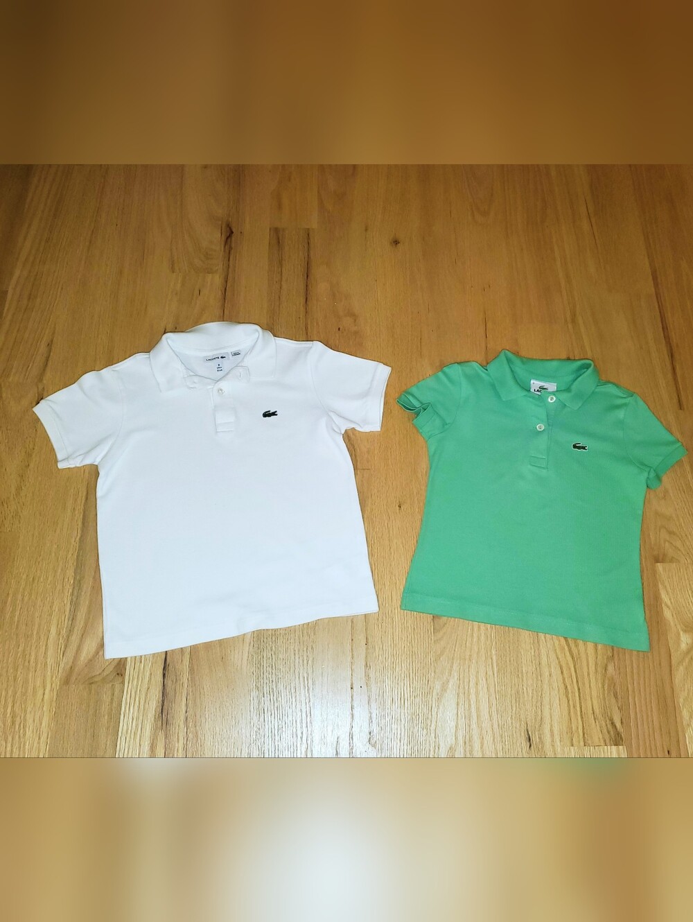 Lacoste Kids White & Mint Green Polo Shirts